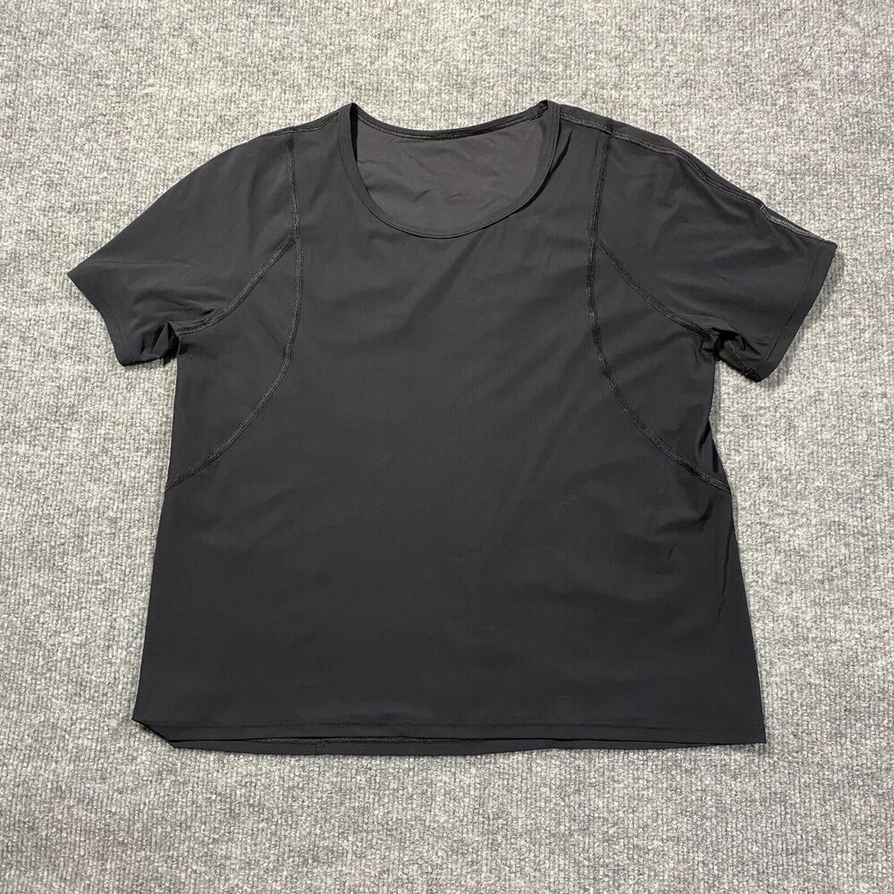 Lululemon High Neck Shirt Womens 4 Black Running Training Gym Workout Top